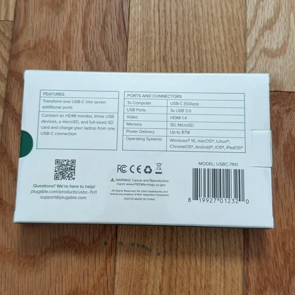 Plugable USB-C Hub 7-in-1, Driverless USB C Hub - Picture 9 of 9